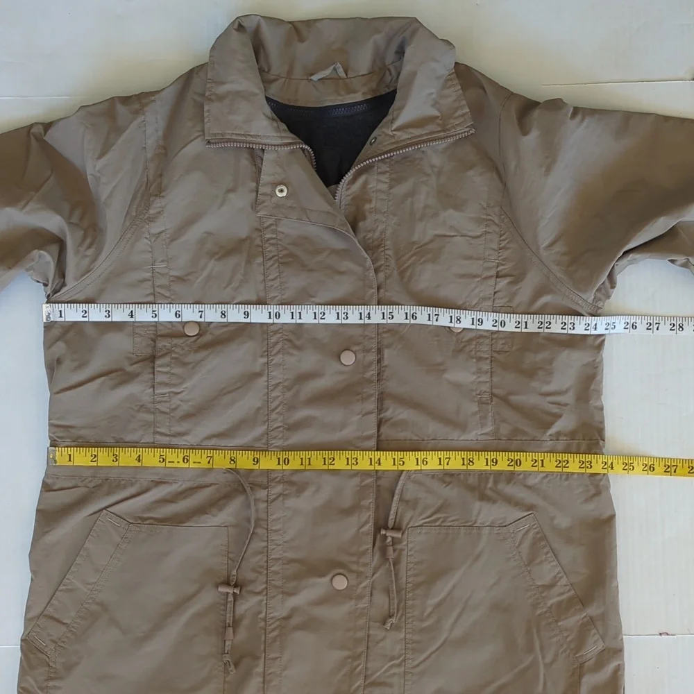 Woman Within Fleece Lined Hooded Jacket MEDIUM 14/16 Tan FLAW Discoloration